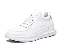 TUMAHE Invisible Hauteur Augmentant Chaussures, Hommes 3.15 Plus Grand/8Cm en Cuir Ascenseur Chaussures Talon Caché Levage Chaussures De Marche,8cm White,42 EU