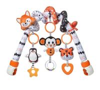 TUMAM 2 en 1 Spirale D'activité Bébé Avec Arche Eveil Jouet Poussette Pour Bebe 0 3 6 9 Mois, Jeux Eveil Suspendre Avec Hochet Et Anneaux De Dentition Pour Auto, Stroller Arch, Berceau, Peluche Cadeau