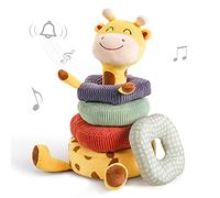 TUMAMA Jouet Doux pour Bébé, Girafe Empilable avec Hochet Sonore, Peluche Éducative, Jouet d'Éveil et de Développement - Cadeau pour Garçons et Filles