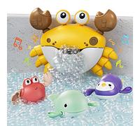 TUMAMA Jouets de Bain avec Musique, Machine à Bulles de Bain de Crabe pour Bébé avec 3 Wind-Up Jouets de Natation pour Tout Petits à Partir 1 2 3 Ans Enfants, Automatique