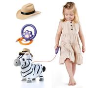 TUMAMA KIDS Jouet Peluche Interactive zèbre Noir et Blanc, Jouet Qui Court et aboie pour Enfants et Filles, Peluche électronique avec Fonction de Course, d'aboiement, de Chant et de Voix