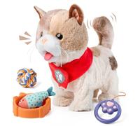 TUMAMA KIDS Jouet Peluches Interactif Chat, Robot Chat Jouet, Marcher, chanter, lécher la langue, laisse télécommandée, Jouet enfant fille et garçon 3 4 5 6 ans, Cadeau Peluches et animaux interactifs