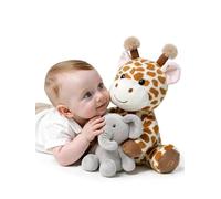 TUMAMA Kids Jouets Peluche Interactive pour Enfants Girafe et Eléphant Parlants et Chantants, Répète ce Que Vous Dites, Jouet Musical Electronique Interactif pour Enfants Cadeau