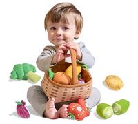 TUMAMA Panier De Fruits Et Legumes Jouets, Peluche Fruit Jouet Frais, Concombre, Tomates, Carottes, Pommes De Terre, Chou - Fleur, Maïs Et Oignons, Légumes Plastique Enfant 18 Mois, 1, 2, 3, 4 Ans