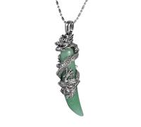 TUMBEELLUWA Collier avec pendentif dragon - Pierre de naissance - Pierre de naissance - Amulette Fengshui - Cadeau pour homme et femme, Total Length 2.75", Aventurine verte, Pierre d'aventurine verte