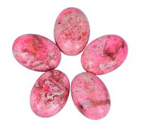 Tumbeelluwa Mer sédiments Jasper ovale Pierre cabochon Plat semi-précieuses Cab pour fabrication de bijoux Lot de 5 Red(18x25mm)