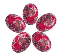 Tumbeelluwa Mer sédiments Jasper ovale Pierre cabochon Plat semi-précieuses Cab pour fabrication de bijoux Lot de 5 Red(22x30mm)