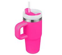 Tumbler avec poignée et paille - 14 oz - Pour enfant - Avec couvercle et paille - En acier inoxydable 304 - Pour l'école, le sport - Cadeau de Noël en plein air