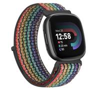 TumCez Bracelet en nylon compatible avec Fitbit Versa 4/Fitbit Versa 3/Fitbit Sense 2/Fitbit Sense Bracelet de rechange réglable pour femme homme, Noir arc-en-ciel, 210 millimetri, Sportif
