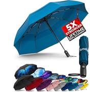 TUMELLA Parapluie de voyage compact résistant au vent, petit parapluie solide mais léger, portable, pliable, ouverture automatique, prise en main solide, convient pour voiture et sac à dos, 42 inch