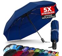 TUMELLA Parapluie de voyage compact résistant au vent, petit parapluie solide mais léger, portable, pliable, ouverture automatique, prise en main solide, convient pour voiture et sac à dos, 42 inch