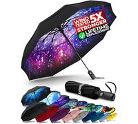 TUMELLA Parapluie de voyage compact résistant au vent, petit parapluie solide mais léger, portable, pliable, ouverture automatique, prise en main solide, convient pour voiture et sac à dos, 42 inch