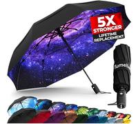 TUMELLA Parapluie de voyage compact résistant au vent, petit parapluie solide mais léger, portable, pliable, ouverture automatique, prise en main solide, convient pour voiture et sac à dos, 42 inch