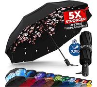 TUMELLA Parapluie de voyage compact résistant au vent, petit parapluie solide mais léger, portable, pliable, ouverture automatique, prise en main solide, convient pour voiture et sac à dos, 42 inch