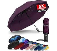 TUMELLA Parapluie de voyage compact résistant au vent, petit parapluie solide mais léger, portable, pliable, ouverture automatique, prise en main solide, convient pour voiture et sac à dos, 42 inch