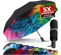TUMELLA Parapluie de voyage incassable et coupe-vent (compact, supérieur et beau), technologie 2023, petit parapluie solide mais léger, portable et pliable automatique, prise en main durable de