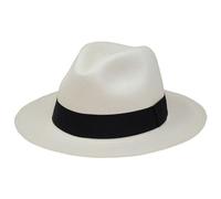 Tumia LAC Véritable Panama Traditionnel Pliable - Blanc à Ruban Noir - 59cm