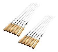 Tuminfar 12 Pièces 55 cm Brochettes de Barbecue à Long Manche Shish Kebab Barbecue Bâton de Barbecue en Bois Fourchette de Barbecue en Acier Inoxydable Extérieur Aiguille de Gril