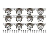 Tuminfar 12pcs Non Pivotant Rigide de 1,25 Pouce Roues Lanceurs de Meubles Petits Roues Silencieuses à Profil Bas pour Tiroirs