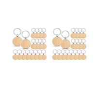 Tuminfar 200 Pièces Porte-Clés en Bois Flans en Vrac Rond Bois Gravure Flans Inachevé Porte-Clés en Bois Porte-Clés B