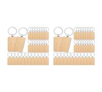 Tuminfar 200 Pièces Porte-Clés en Bois Vierges en Vrac Rectangle Gravure sur Bois Vierges Porte-Clés en Bois Inachevé Porte-Clés A
