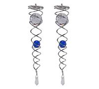 Tuminfar 2X Carillon à Vent Moulin à Vent Cristal Fil Métallique Boule de Cristal Vent Spinner Cloche Queue en Spirale pour la Décoration de Jardin Extérieur