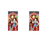 Tuminfar 2X Fête de Carnaval Circus Décoration Carnaval Photo Door Banner Backdrop Props, Grande Bannière de Porte Photo en Tissu pour Carnaval