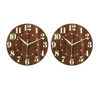 Tuminfar 2X Horloge Murale Phosphorescente, Horloge Silencieuse à Piles de 12 Pouces, Décoration D'Horloge Murale Éclairée pour Chambre à Coucher