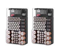 Tuminfar 2X Le Boîtier de Rangement de la Batterie, Organisateur avec Couvercle Transparent à Charnière, avec Testeur de Batterie, Contient 93 Batteries de Différentes Tailles, Noir
