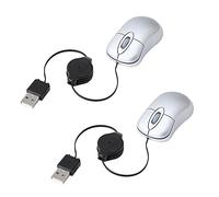 Tuminfar 2X Mini-Souris Filaire USB Câble Rétractable Petite Souris Minuscule 1600 DPI Souris de Voyage Compactes Optiques pour 98 2000 XP Vista Ve (Argent)