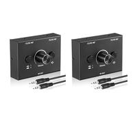 Tuminfar 2X Sélecteur Audio 3,5 mm, 2 Entrées 1 Sortie/1 Entrée 2 Sorties Sélecteur Audio, Boîtier de Commutation Audio, Bouton de Mise en Sourdine à Une Touche