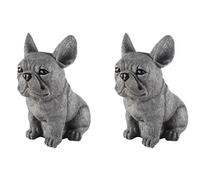 Tuminfar 2X Statue Décoration de Jardin Chien Résine Décoration Teckel et Bouledogue Français Sculpture Ornements pour 17X12X11CM