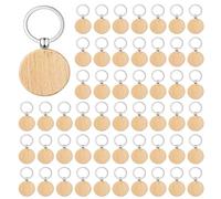 Tuminfar 400 PièCes Porte-CléS en Bois Flans en Vrac Rond Bois Gravure Flans Inachevé Porte-CléS en Bois Porte-CléS B
