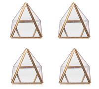 Tuminfar 4X Boîte à en Verre Boîte Décorative Géométrique Dorée Porte-Bagues Pyramide en Verre Géométrique pour Cadeau d'anniversaire de Mariage S