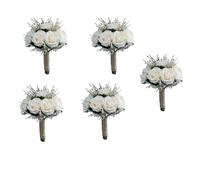 Tuminfar 5X Bouquets de Mariée pour Mariage, Bouquet de Fleurs de Rose Artificielle Mariée Demoiselle d'honneur Tenant Une Fleur, Bouquet de Demoiselle d'honneur