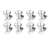 Tuminfar 8 Pièces Frites Support CôNe Panier Porte-Frites avec Trempette Dishe CôNe Collation Poulet Frit PréSentoir