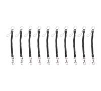 Tuminfar 8X Mousqueton Noir Ressort Bobine Cordon Extensible Sangle Porte-Cles Corde Porte-Cles