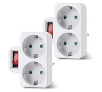 Tuminfar Adaptateur de Prise, Prise Double pour Prise, Prise Double avec Interrupteur 3800W pour le Bureau, ou les Voyages, Prise EuropéEnne (Paquet de 2)