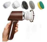 Tuminfar Brosse de Nettoyage Électrique Scrubber avec 5 Accessoires, pour Le Nettoyage et Le Polissage de la Salle de Bain, des Carreaux et de la Cuisine.