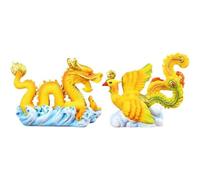 Tuminfar Figurine Chinoise Feng Shui Dragon Phoenix, Statue de L'Année du Dragon, Animal du Zodiaque pour Le an, Mini Cadeau Paysager, Installation Facile