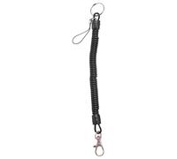Tuminfar Mousqueton Noir Ressort Bobine Cordon Extensible Sangle Porte-cles Corde Porte-cles