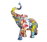 Tuminfar Peinture Nordique Graffiti ÉLéPhant Sculpture Figurine Art Coloré ÉLéPhant Statue RéSine Animal Statue DéCor A