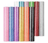 Tuminfar Vinyle Thermocollant Pailleté HTV - 12 Feuilles 30,5 X 25,4 cm (12" X 10") pour T-Shirts, Compatible HTV, Facile à Découper et à Désherber
