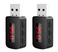 Tumintu 2X Voiture Bluetooth 5.4 Aadaptateur FM USB Émetteur Récepteur Appel Mains Affichage LED Automatique Audio Musique Récepteur sans Fil