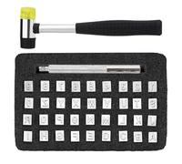 Tumintu 38 Pièces Outils D'Estampage du Cuir, Kit D'Estampage du Cuir Alphabet avec Marteau en Caoutchouc, pour Le Travail du Cuir (6 Mm)