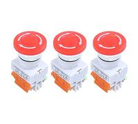 Tumintu 3X AC 660V 10A Bouton-Poussoir pour L'Arret D'Urgence 1NO 1NC DPST Capuchon Champignon Rouge