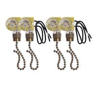 Tumintu Interrupteur de Lumière de Ventilateur de Plafond ZE-109 Interrupteur de Lumière à Deux Fils avec Cordons Traction pour Ventilateurs de Plafonnier Lampes 4Pièces Bronze
