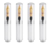 Tumintu Lot de 4 mini stylos plume de poche avec pipette, encre d'écriture, stylo à encre, mini stylo de poche portable, transparent