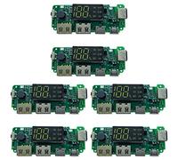 Tumintu Lot de 6 cartes de charge LED Dual USB 5 V 2,4 A Micro/Type C USB Mobile Power Bank 18650