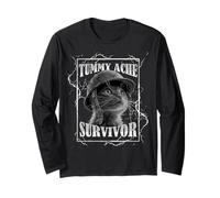 Tummy Ache Survivor Funny Cat Dramatic Lightning Band Manche Longue